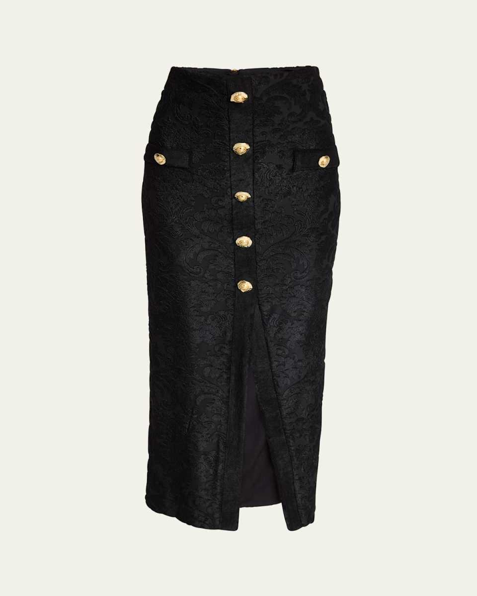 Baroque Buttoned Pencil Skirt